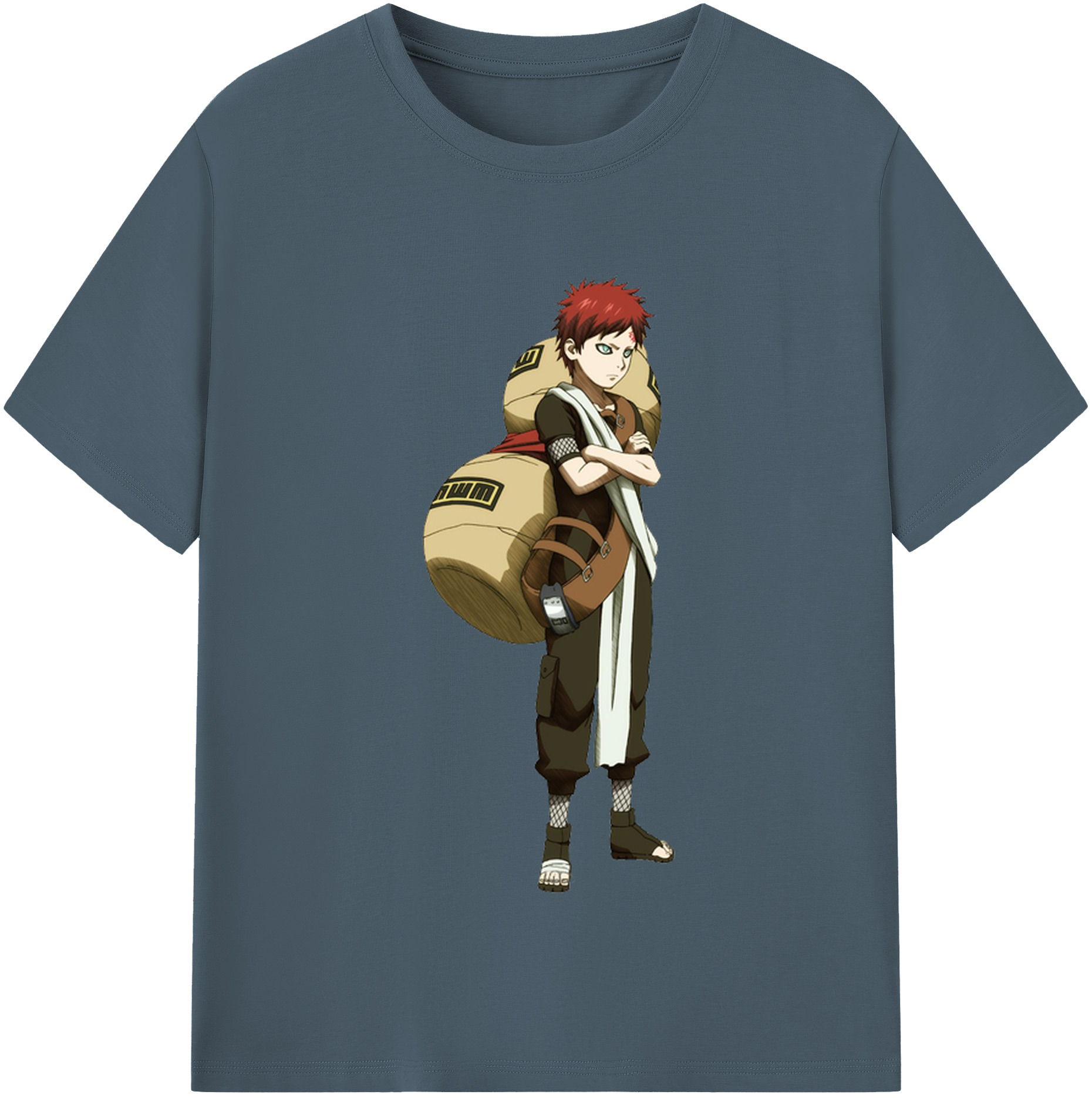 （画像用） NARUTO -ナルト- ガアラ Gaara 綿100％半袖Tシャツ（フロントプリント）